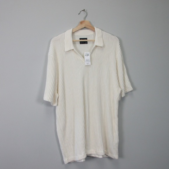 Abercrombie & Fitch Other - Abercrombie & Fitch Polo Shirt Men XL Ivory Knit Cotton Ribbed Knit NEW 516